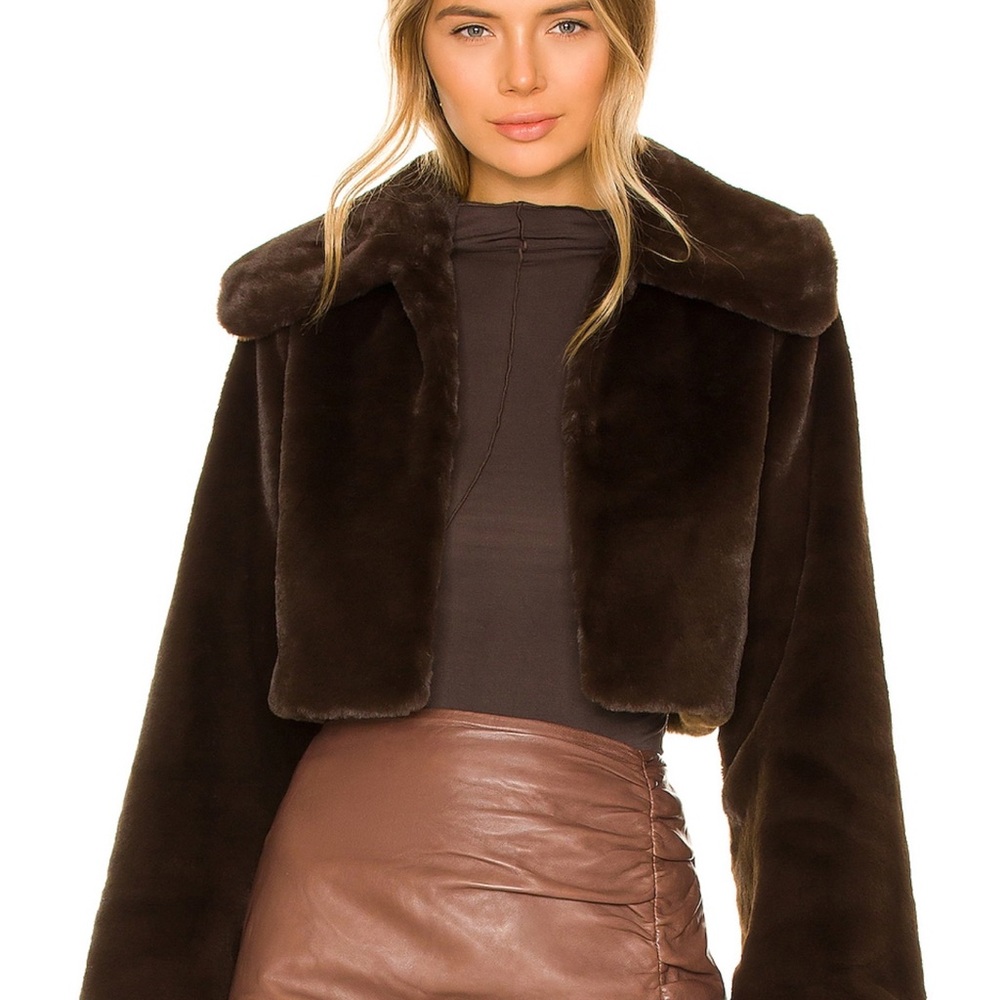 Camila Coelho Dark Brown Teddy Jacket